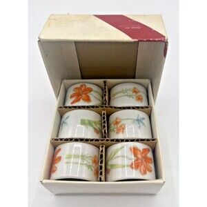 6 Tivoli Tuscany Ceramic Round Tuscan Red Poppies Napkin Ring Holders Japan